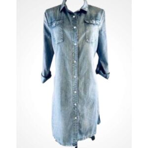 BD Collection Casual Long Sleeve Denim Shirt Dress Medium